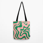 Liquid Swirl Retro Abstract Pattern in Pink and Bright Green Tote Bag Gallery Image 2