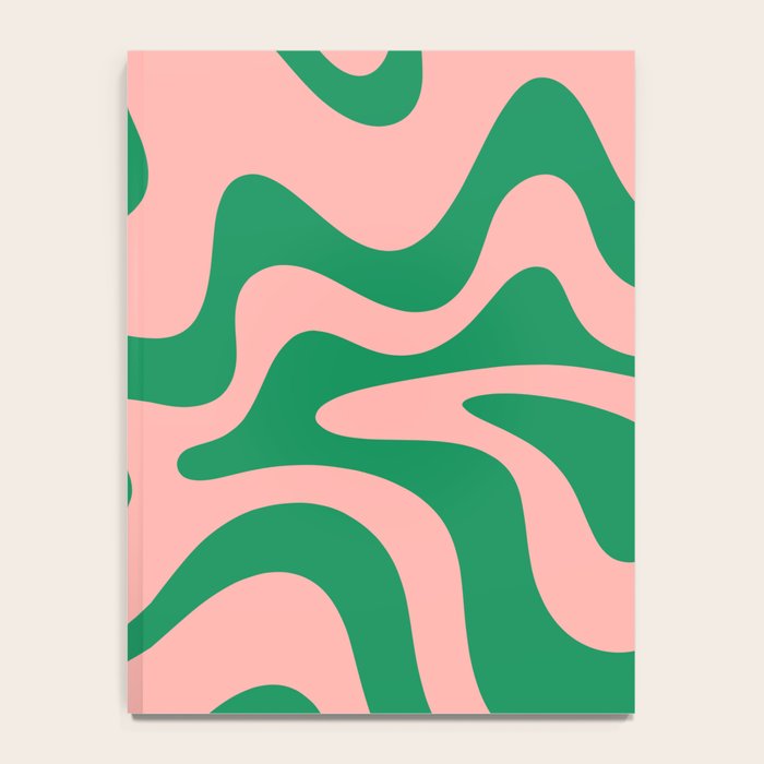 Liquid Swirl Retro Abstract Pattern in Pink and Bright Green Notebook Gallery Image 4