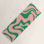 Liquid Swirl Retro Abstract Pattern in Pink and Bright Green Yoga Mat Gallery Image 1