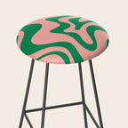 Liquid Swirl Retro Abstract Pattern in Pink and Bright Green Stool Gallery Image 2