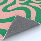 Liquid Swirl Retro Abstract Pattern in Pink and Bright Green Rug Gallery Image 4