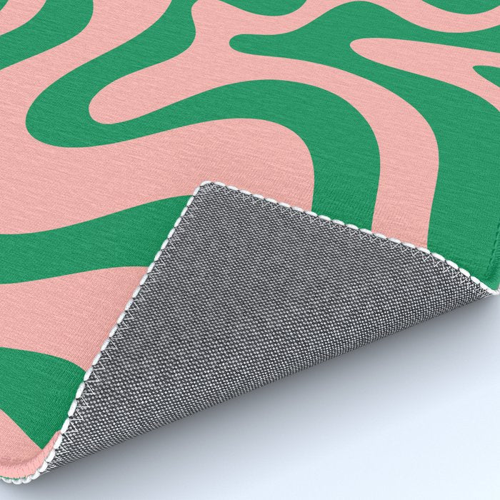 Liquid Swirl Retro Abstract Pattern in Pink and Bright Green Rug Gallery Image 4