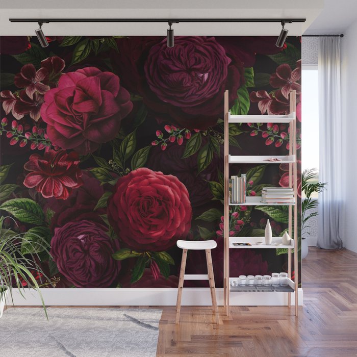 Vintage & Shabby Chic - Vintage & Shabby Chic - Mystical Night Roses Wall Mural Gallery Image 1