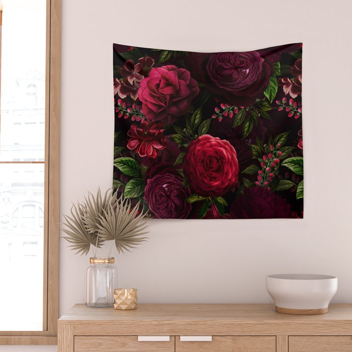 Vintage & Shabby Chic - Vintage & Shabby Chic - Mystical Night Roses Wall Tapestry Gallery Image 2