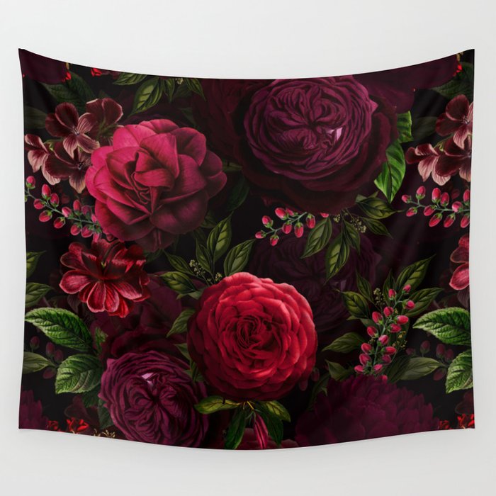 Vintage & Shabby Chic - Vintage & Shabby Chic - Mystical Night Roses Wall Tapestry Gallery Image 4