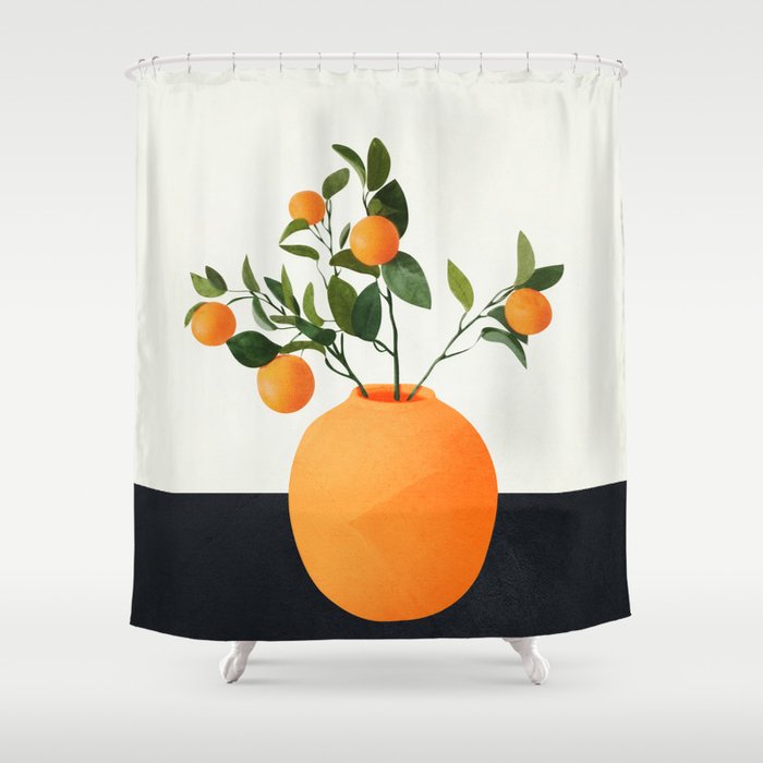  Orange Tree Branch in a Vase 02 Shower Curtain Gallery Image 1