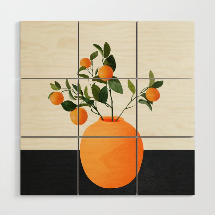  Orange Tree Branch in a Vase 02 Wood Wall Art Gallery Image 1