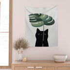 Cat and Plant 16 Wall Tapestry Gallery Image 2
