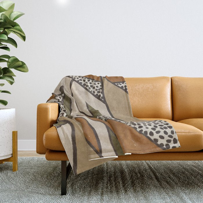 Patterned Tropical Leaves #2 Throw Blanket Gallery Image 1
