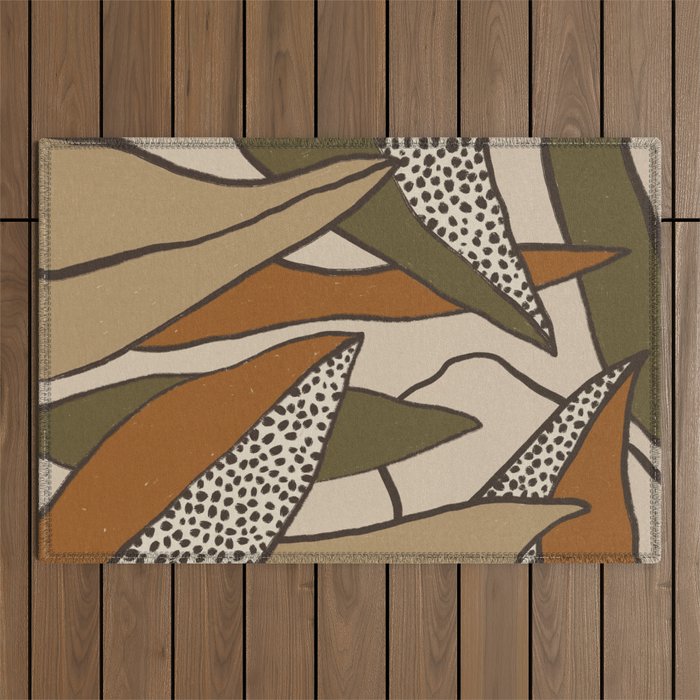 Patterned Tropical Leaves #2 Outdoor Rug Gallery Image 1