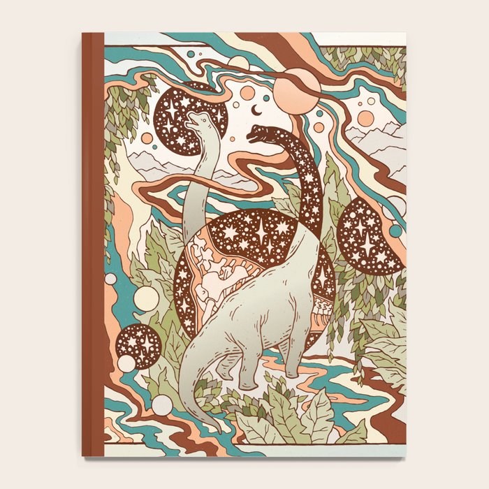 Jurassic Portal | Retro Rainbow Palette | Dinosaur Science Fiction Art Notebook Gallery Image 4