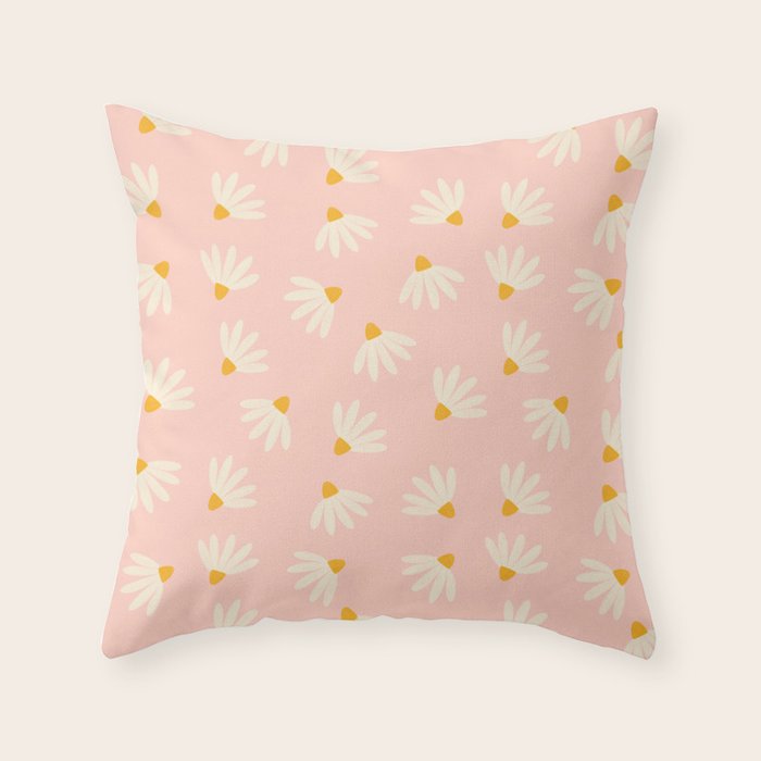 Oh! Daisy - Salmon  Throw Pillow Gallery Image 1