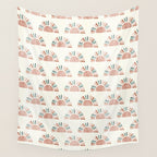 block print suns - jade and dusty rose Wall Tapestry Gallery Image 4