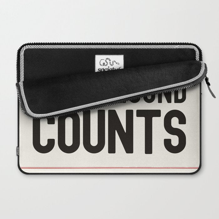 Every Second Counts - Retro Typography in Black Red and Beige Laptop Sleeve Gallery Image 2