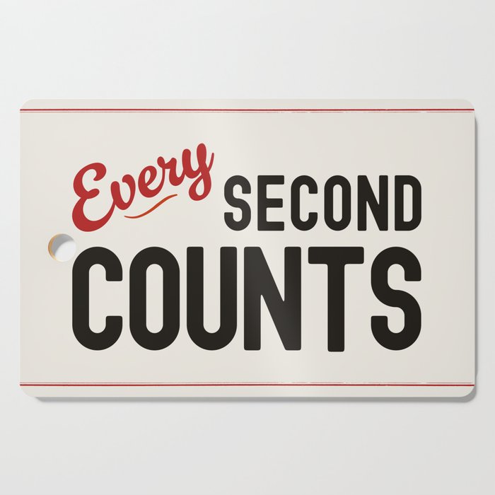 Every Second Counts - Retro Typography in Black Red and Beige Cutting Board Gallery Image 1