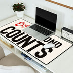 Every Second Counts - Retro Typography in Black Red and Beige Desk Mat Gallery Image 2