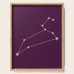 Leo Zodiac Star Constellation Line Art Plum Purple Serving Tray Gallery Image 1