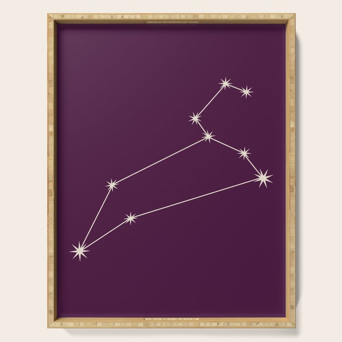 Leo Zodiac Star Constellation Line Art Plum Purple Serving Tray Gallery Image 1