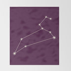 Leo Zodiac Star Constellation Line Art Plum Purple Throw Blanket Gallery Image 2