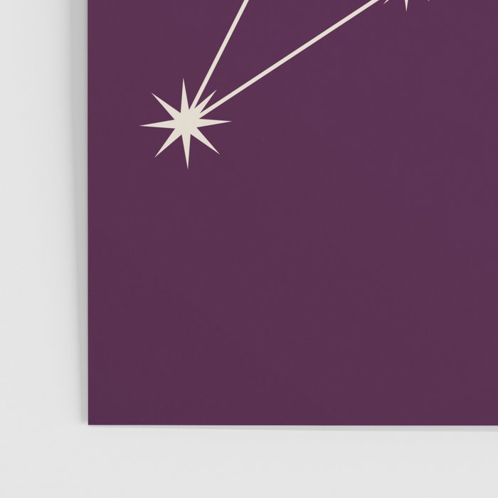 Leo Zodiac Star Constellation Line Art Plum Purple Poster Gallery Image 3