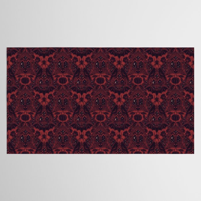 Gothic Halloween Damask - Red black and white  Tablecloth Gallery Image 2