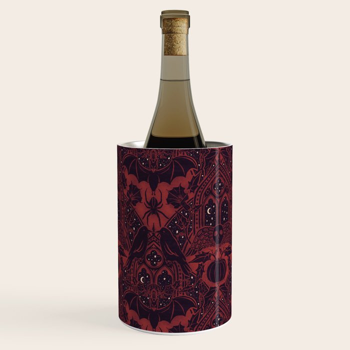 Gothic Halloween Damask - Red black and white  Wine Chiller Gallery Image 3