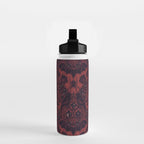 Gothic Halloween Damask - Red black and white  Water Bottle Gallery Image 2
