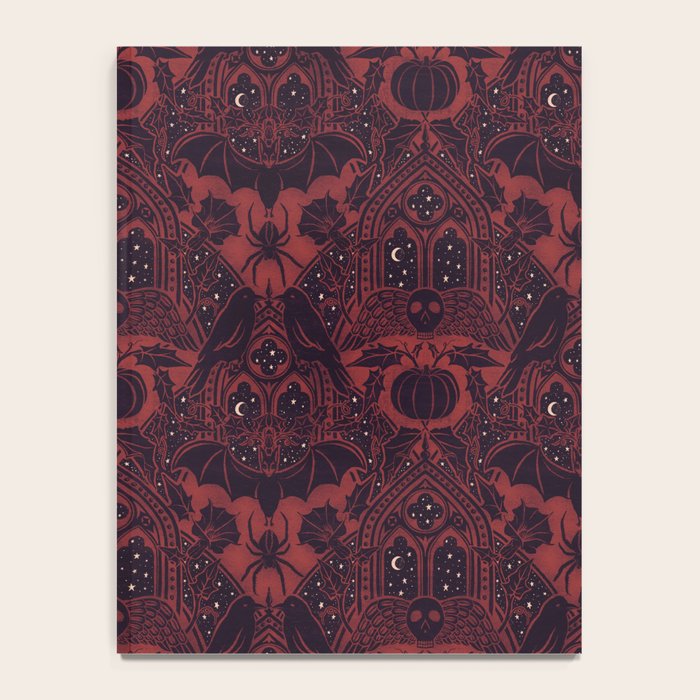 Gothic Halloween Damask - Red black and white  Notebook Gallery Image 4