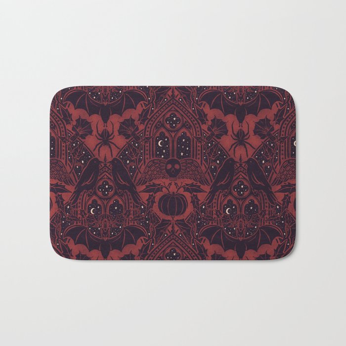 Gothic Halloween Damask - Red black and white  Bath Mat Gallery Image 1