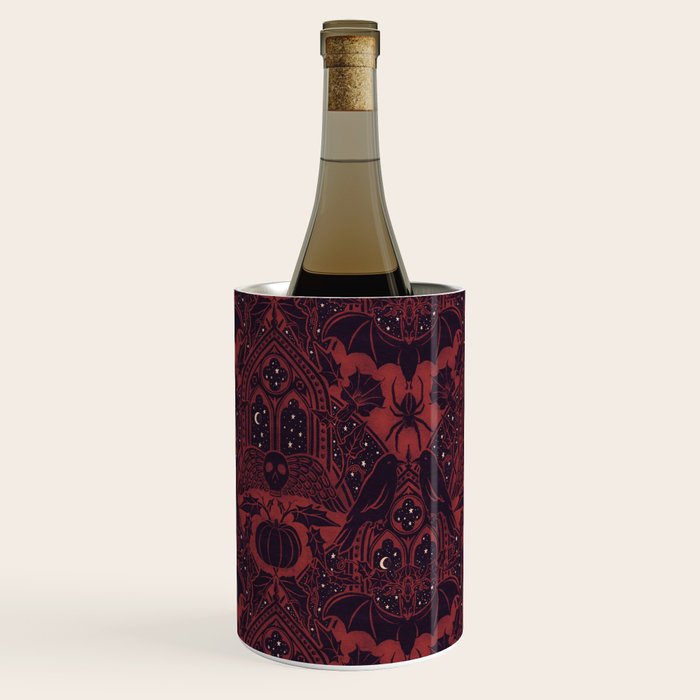 Gothic Halloween Damask - Red black and white  Wine Chiller Gallery Image 2