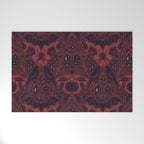 Gothic Halloween Damask - Red black and white  Welcome Mat Gallery Image 1
