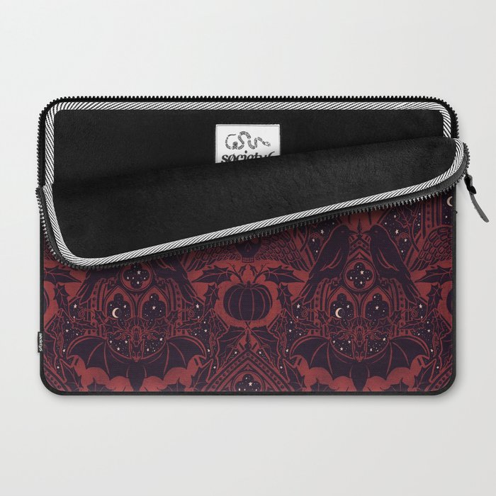 Gothic Halloween Damask - Red black and white  Laptop Sleeve Gallery Image 2