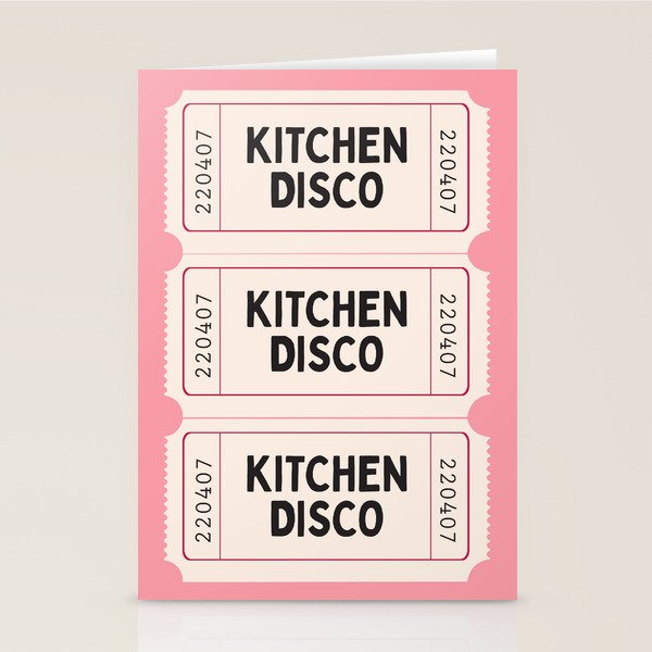 Kitchen Disco Ticket, Retro Pink Home Decor Stationery Card Gallery Image 2