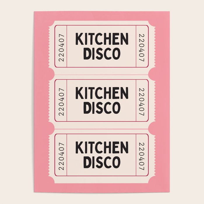 Kitchen Disco Ticket, Retro Pink Home Decor Poster Gallery Image 4