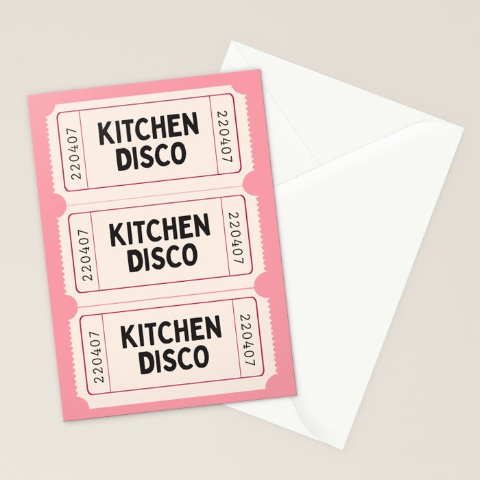Kitchen Disco Ticket, Retro Pink Home Decor Stationery Card Gallery Image 2