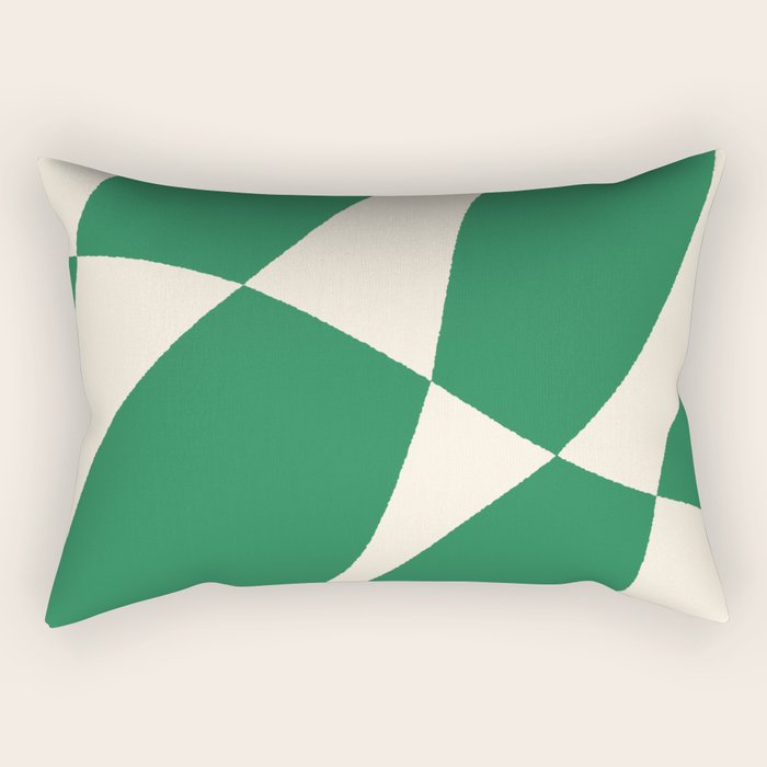 Abstract Mid-Century Composition in Green & Off White Rectangular Pillow Gallery Image 2
