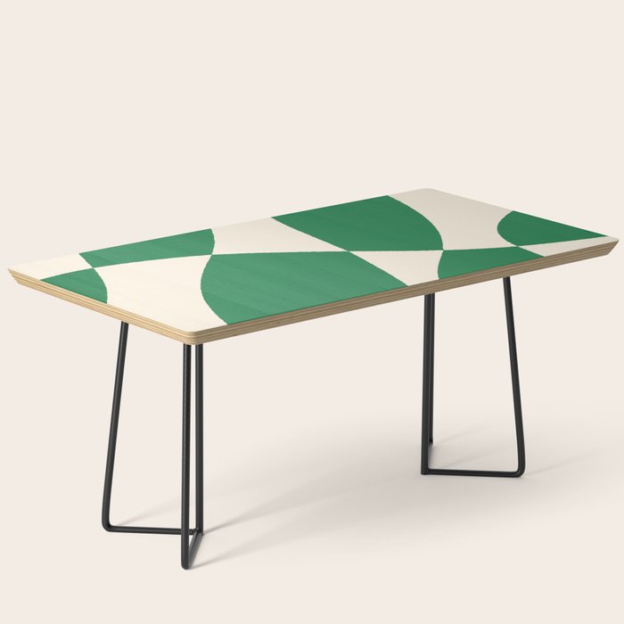 Abstract Mid-Century Composition in Green & Off White Coffee Table Gallery Image 1