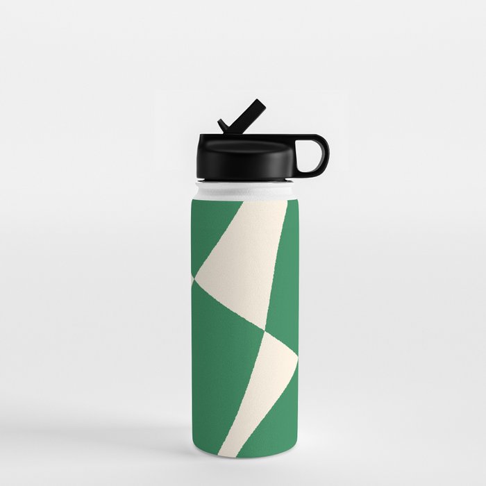 Abstract Mid-Century Composition in Green & Off White Water Bottle Gallery Image 1