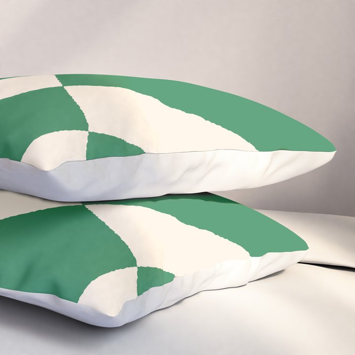 Abstract Mid-Century Composition in Green & Off White Pillow Sham Gallery Image 3