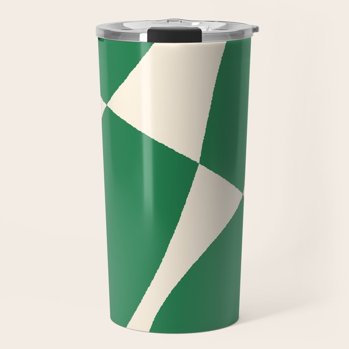 Abstract Mid-Century Composition in Green & Off White Travel Mug Gallery Image 1