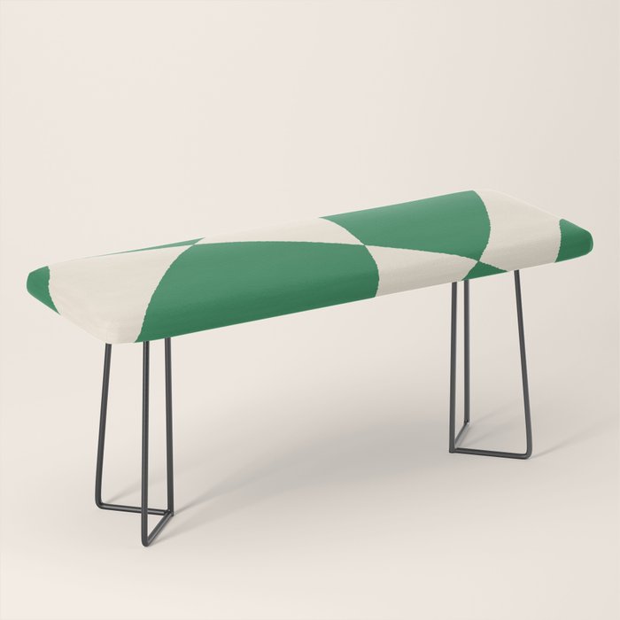 Abstract Mid-Century Composition in Green & Off White Bench Gallery Image 1