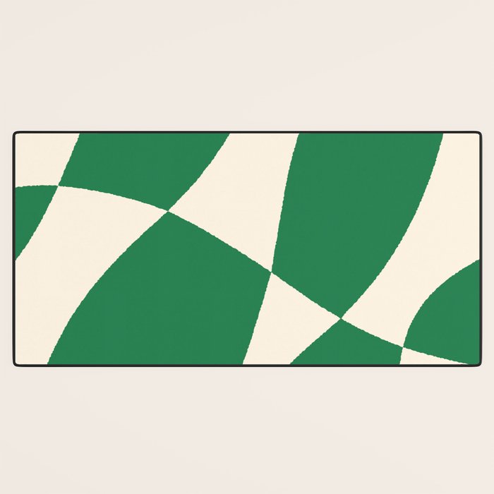 Abstract Mid-Century Composition in Green & Off White Desk Mat Gallery Image 3
