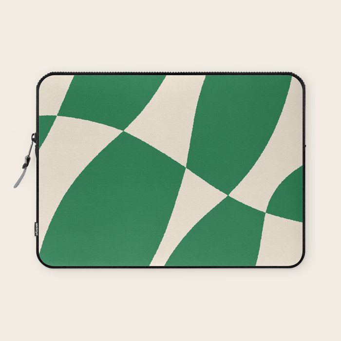 Abstract Mid-Century Composition in Green & Off White Laptop Sleeve Gallery Image 1