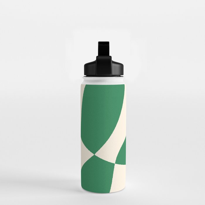Abstract Mid-Century Composition in Green & Off White Water Bottle Gallery Image 2