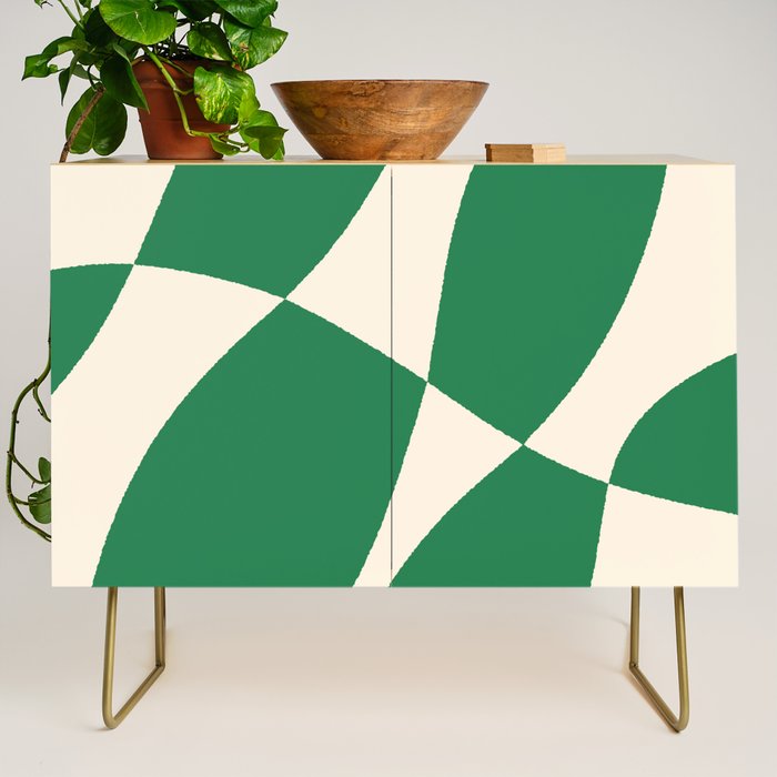 Abstract Mid-Century Composition in Green & Off White Credenza Gallery Image 1