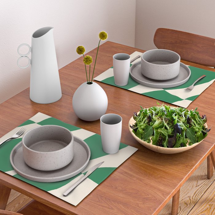 Abstract Mid-Century Composition in Green & Off White Placemat Gallery Image 2