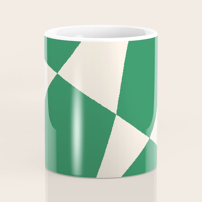Abstract Mid-Century Composition in Green & Off White Coffee Mug Gallery Image 4