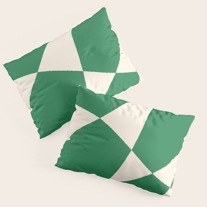 Abstract Mid-Century Composition in Green & Off White Pillow Sham Gallery Image 3