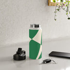 Abstract Mid-Century Composition in Green & Off White Water Bottle Gallery Image 4