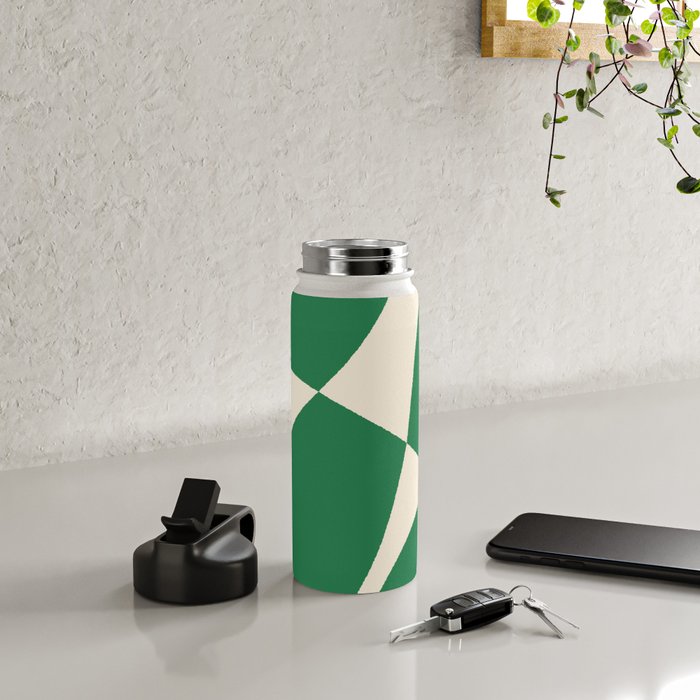 Abstract Mid-Century Composition in Green & Off White Water Bottle Gallery Image 4